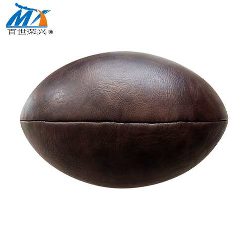 5号英式橄榄球复古皮革3层布加EVA皮革橡胶胆丝印烫印图案机缝