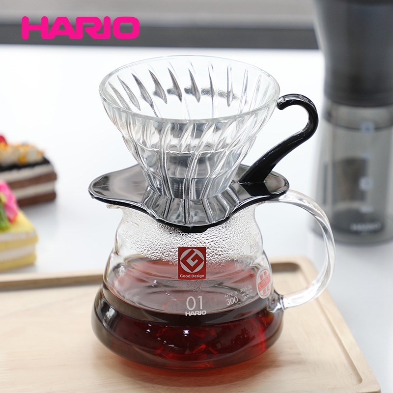日本HARIO手冲咖啡V60耐热玻璃滤杯01/02号VDG纪念版附量勺