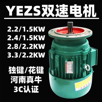 河南真牛电机YEZ132S-4/8 3.3/2.2KW1.52.8kw塔机电机YEZ建筑电机
