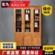 实木书柜全实木家用橡木中式 一体整墙带门玻璃门书橱落地两门三门