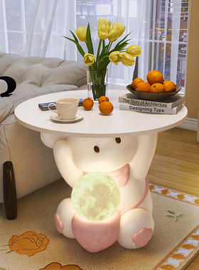 可爱兔子边几g客厅卧室床头柜一体灯创意落地摆件电视沙发旁边置