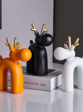 创意简约抽象动物鹿小摆件家居装饰品F电视柜酒柜样板房售楼处摆