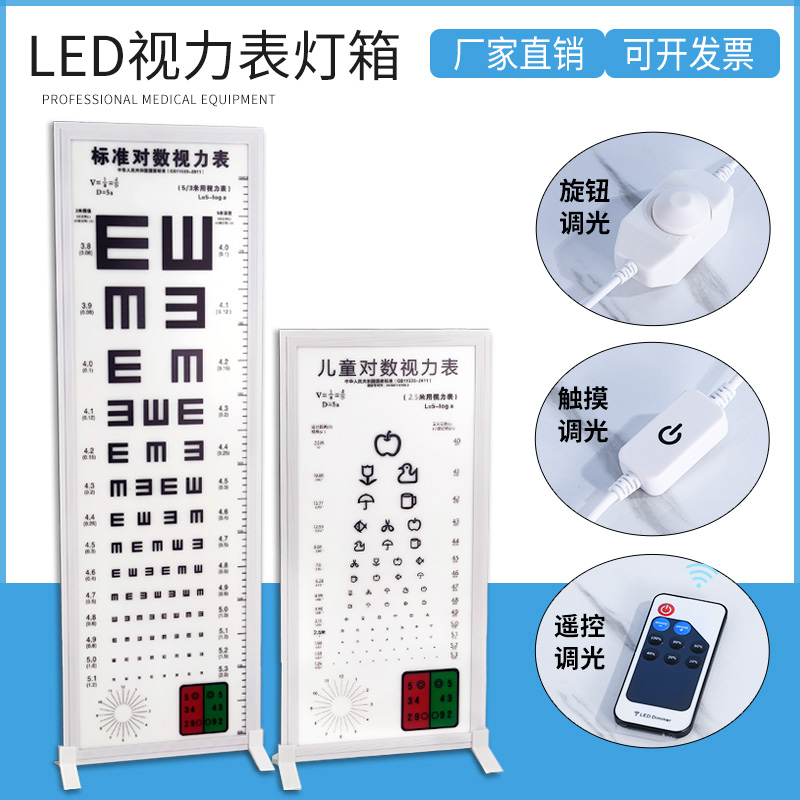 超薄LED视力检查表标准对数家用儿童卡通E字形2.5米5米挂图测视力