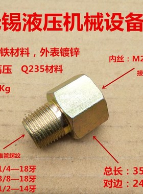 压力表接头NPT1/4NPT3/8NPT1/2外丝转M201.5内丝高压0220