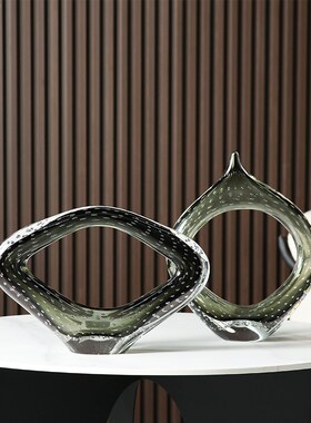 北欧现代a镂空创意大玻璃花瓶餐桌电视柜客厅玄关轻奢高端琉璃摆