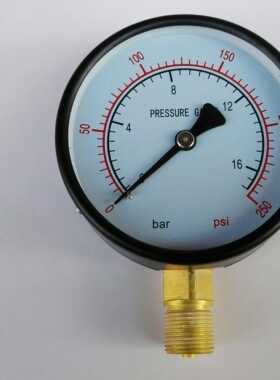 0到16bar 250psi双量程压力显示压力表 直径100mm螺纹m20x1.5