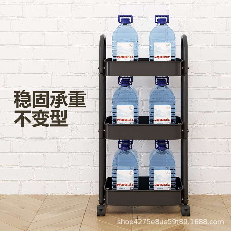 厨房储物架落地置物架手推车卧室浴室多层带挂钩收纳架夹缝储物架