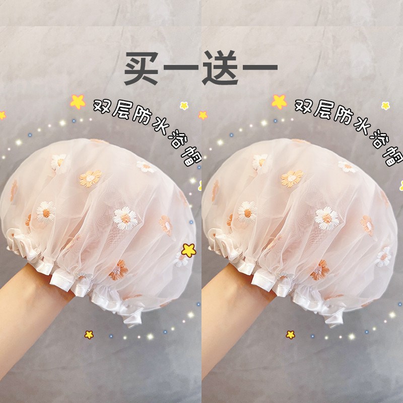 双层浴帽女防水洗澡家用儿童淋浴沐浴帽厨房防头发套油烟新款