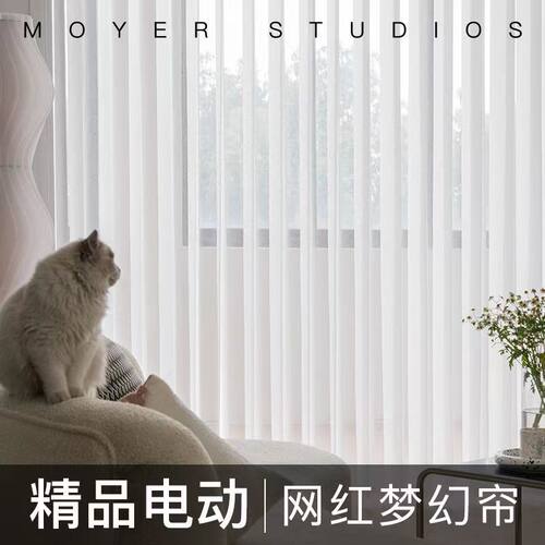 乐屋梦幻帘垂直帘竖百叶窗帘房间阳台客厅隔间帘电动W遮阳帘隔热