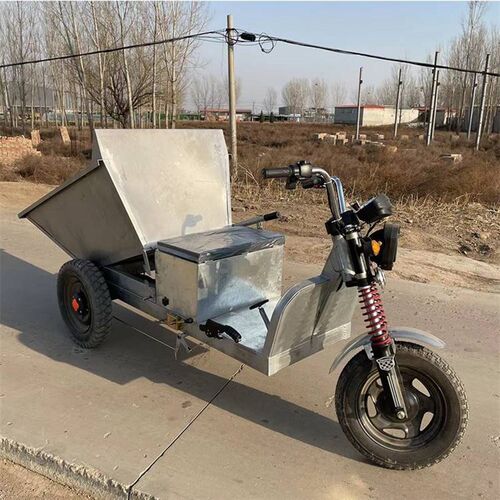电动三轮车工地拉砖灰斗车农用养殖场拉粪车清粪不锈钢自卸翻斗车
