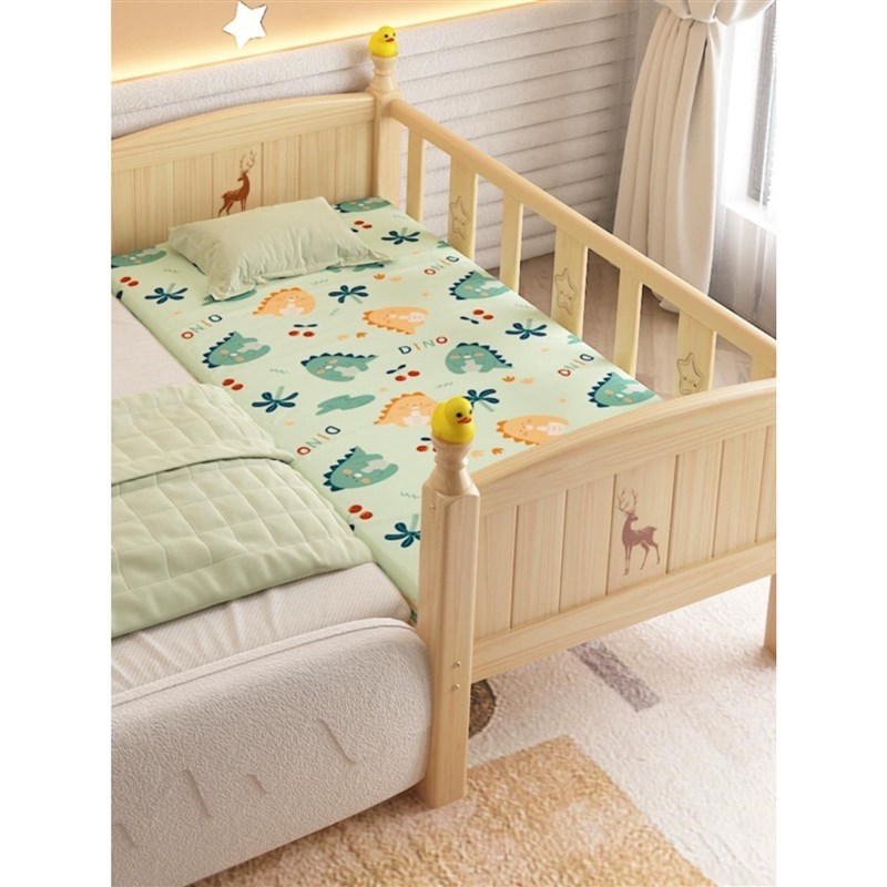 实木儿童床带护栏小床婴儿男孩女孩公主床单人床边床加宽拼接大床