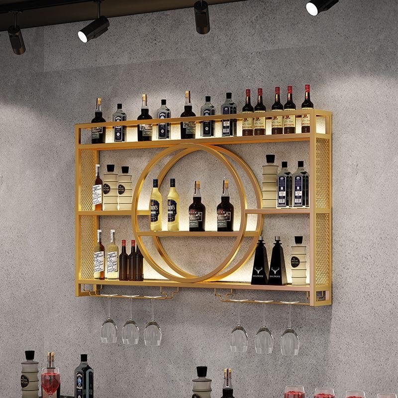 拆装壁挂式酒柜置物架一体酒架墙上客厅铁艺展示架酒吧餐厅红酒架