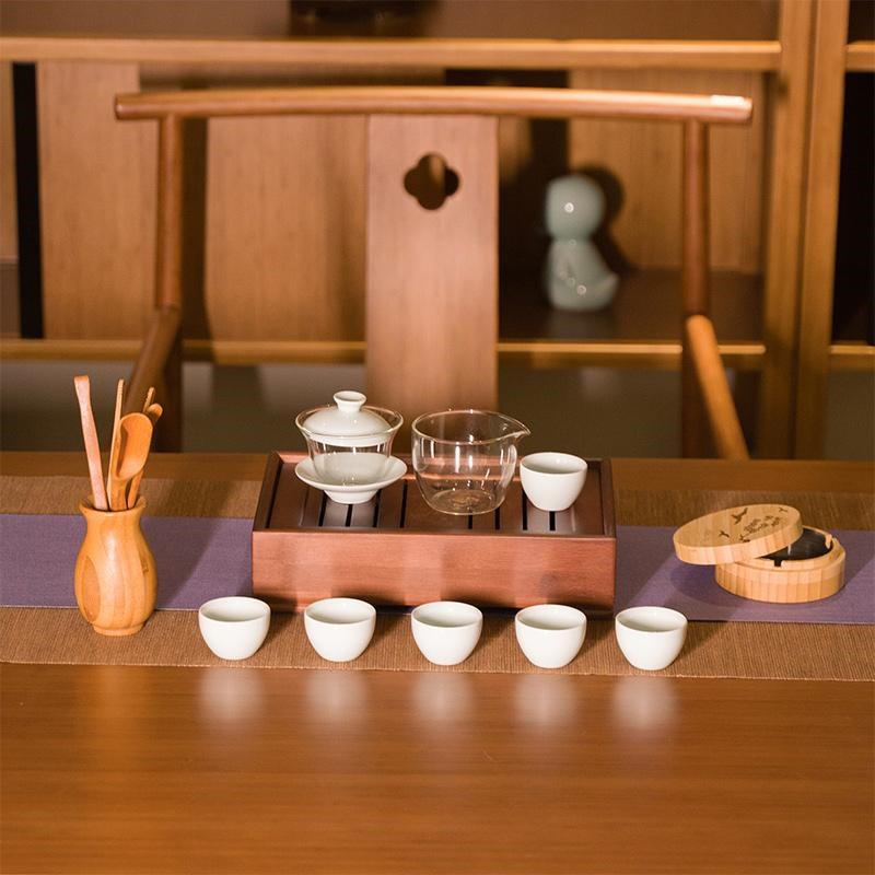 祥福玻璃茶具套装家用茶杯办公室功夫茶具泡茶壶简约小茶台茶道