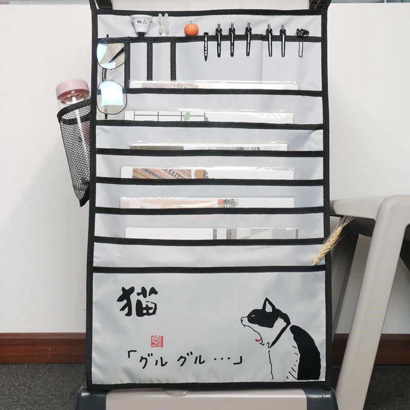 多层蓝色桌无扣收纳挂式简约学生课桌挂书袋高中生侧面桌面书架袋