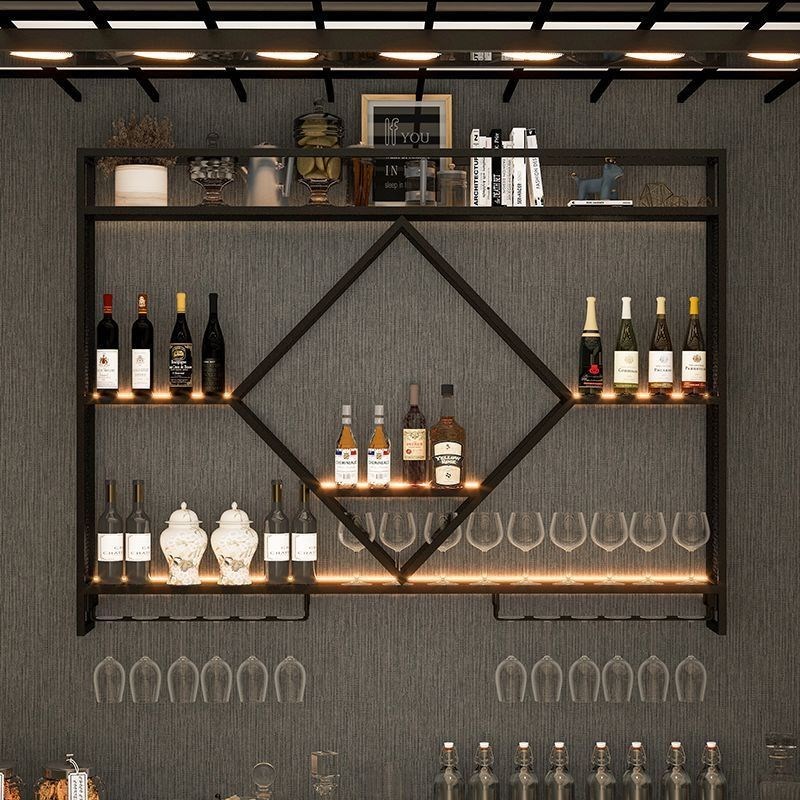 吧台酒架铁艺壁挂式红酒展示架墙上酒柜置物架客厅酒吧餐厅挂墙