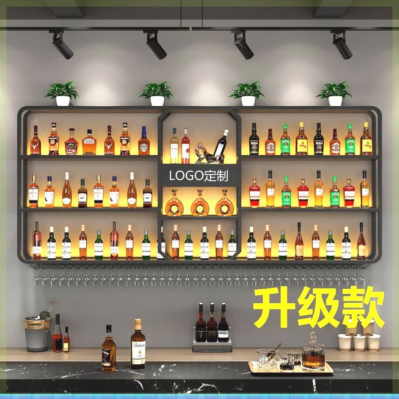 新款吧台酒柜挂墙酒架置物架y壁挂餐厅墙上铁艺展示架红酒壁挂式