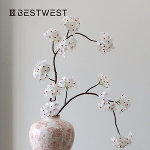高品质白色梨花j彷真花客厅假花装饰品摆件高档禅风花艺样板间摆