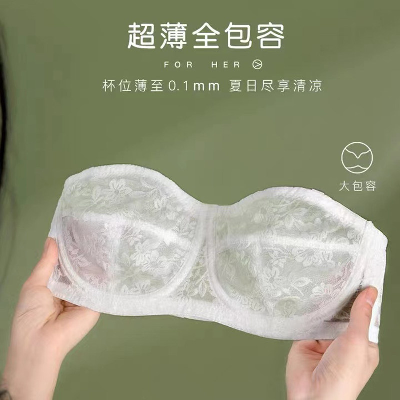 超薄款无肩带文胸大胸显小胸罩裹胸隐形内衣防滑胸U贴大码透明抹