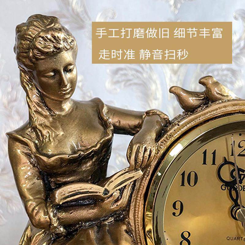 客厅家用桌面台钟创座钟摆件时钟钟表小型闹钟卧室欧式台式女孩