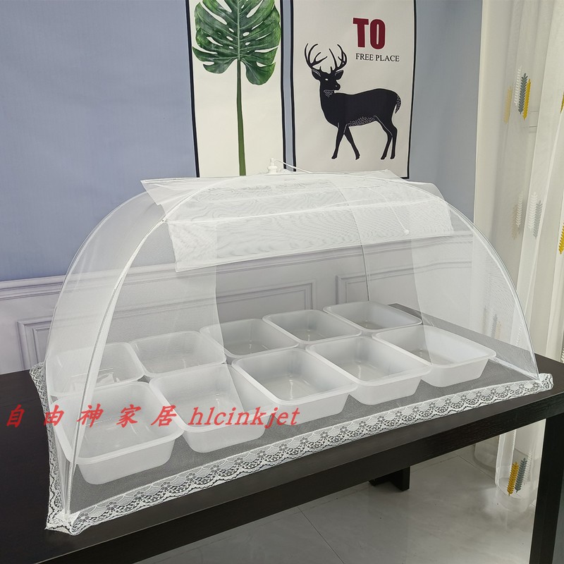 侧开口菜罩长方形圆形网罩加y大防蝇罩餐厅商用可折叠水洗中式网
