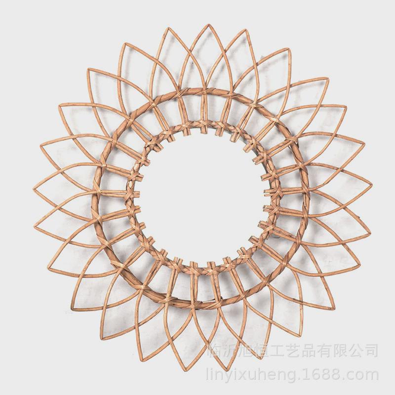 柳编装饰镜化妆镜民宿客厅玄关墙面挂镜手工藤编壁饰墙面装饰品