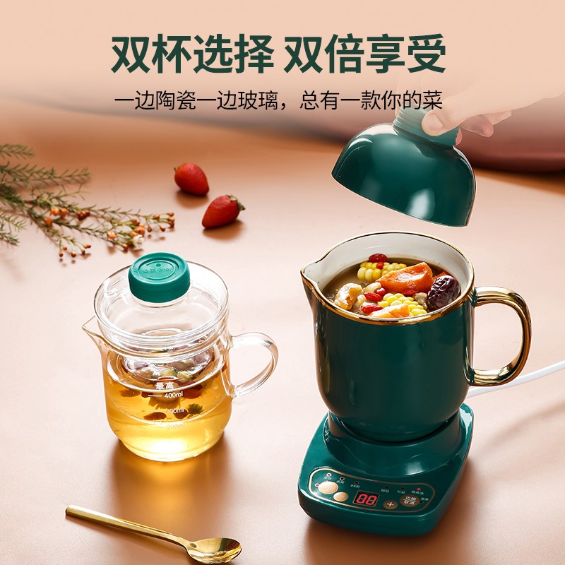 礼品养生电炖杯办公室小型煮茶煮粥热牛奶宿舍神器加热水杯1-2人