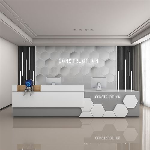 轻奢一体科技风简约现代公司前台接待台柜商用店铺定制转角烤漆