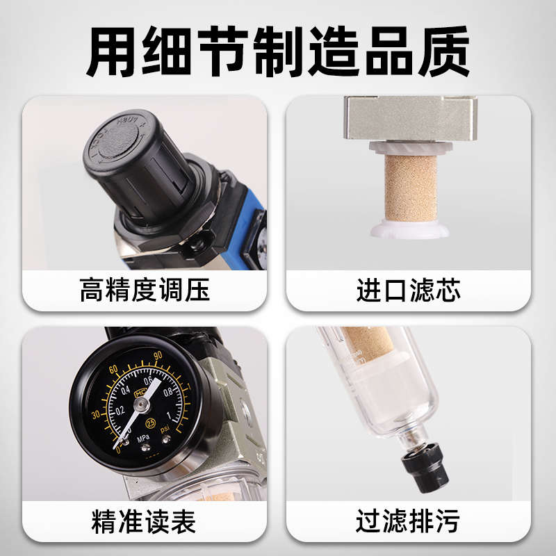 空压机气源处理器G/A/B/SFR/2/3/4000AW气动油水分离过滤器调压