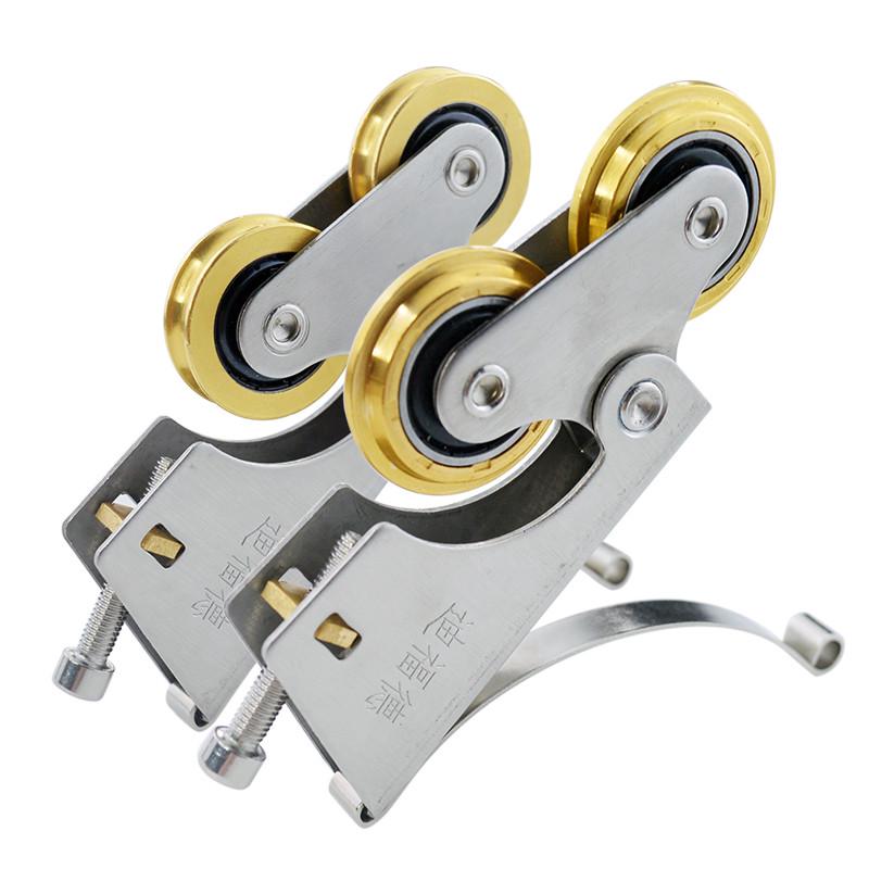 衣柜滑轮移门轮子钛合金门双铜凸轮轨道不锈钢浴室推拉凹轮铜槽轮