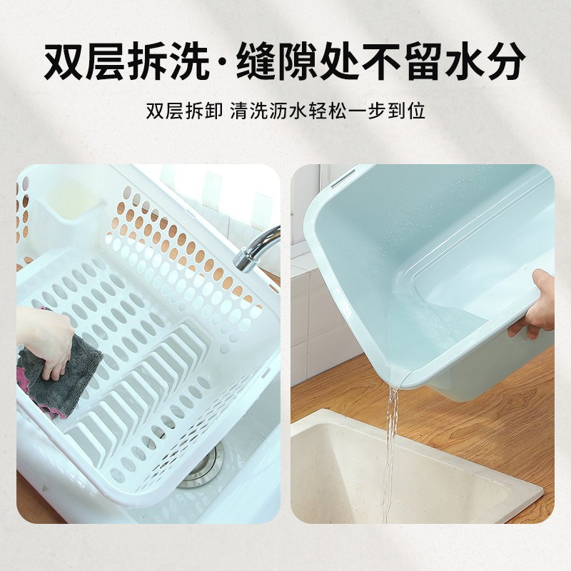 特大号碗碟碗盘收纳架带盖沥水放碗架箱碗柜家用厨房装碗筷北红之