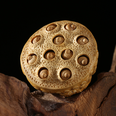 手工老料实心竹龙血金丝竹竹根莲蓬把件活籽文玩把玩件玉竹雕刻件