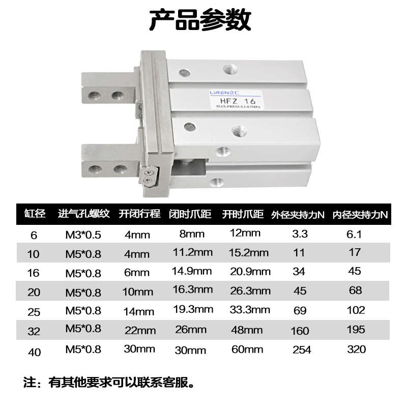 亚德客型夹紧手指平行手指气缸HFR  HFZ-6-10-16-20-25-32-40
