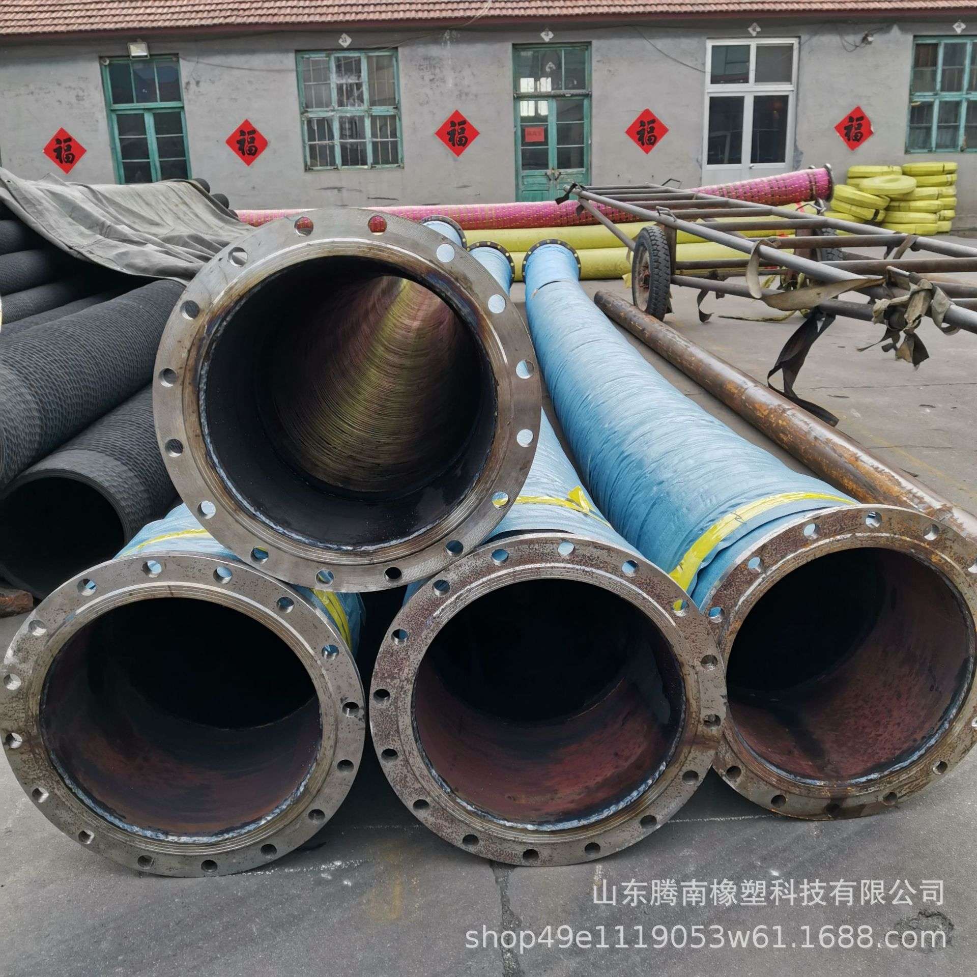 防洪排涝钢丝管水泵抽水农用钢丝骨架橡胶管大口径法兰橡胶钢丝管