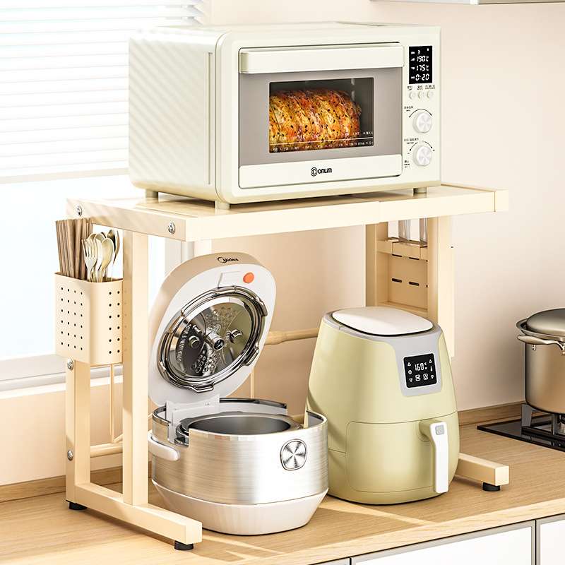 厨房微波炉置物架可伸缩烤箱架子家用台面多功能电饭锅收纳架