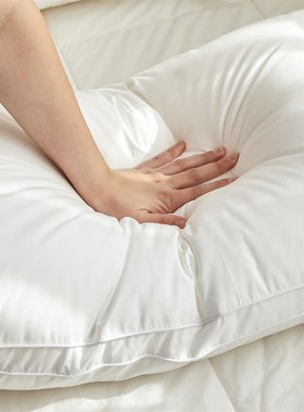 酒店风全棉立体羽丝绒枕芯白色单人48*74cm低枕中枕高枕民宿枕头