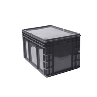 知旦物流箱含平盖灰色外径605 340mm塑料胶筐物料箱物流运输 400