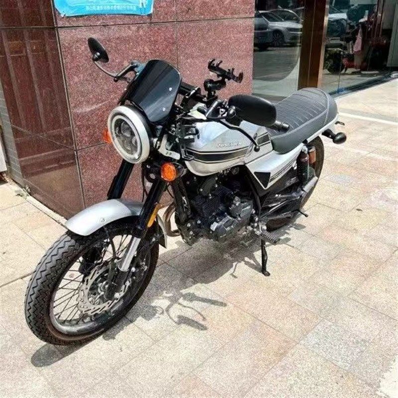 摩托车通用电动车越野车改装覆古小挡风改装PC风挡街车园灯挡风罩