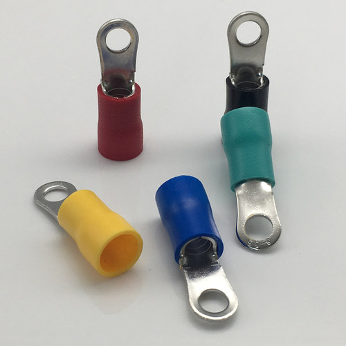 RV8-a5S圆形预绝缘端子O型铜鼻子圆孔端头鼻线耳带护套冷压接线