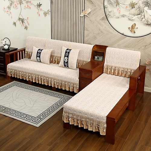 实木沙发垫子套罩简约现代四季通用防滑中式红色抗皱坐垫盖布罩巾