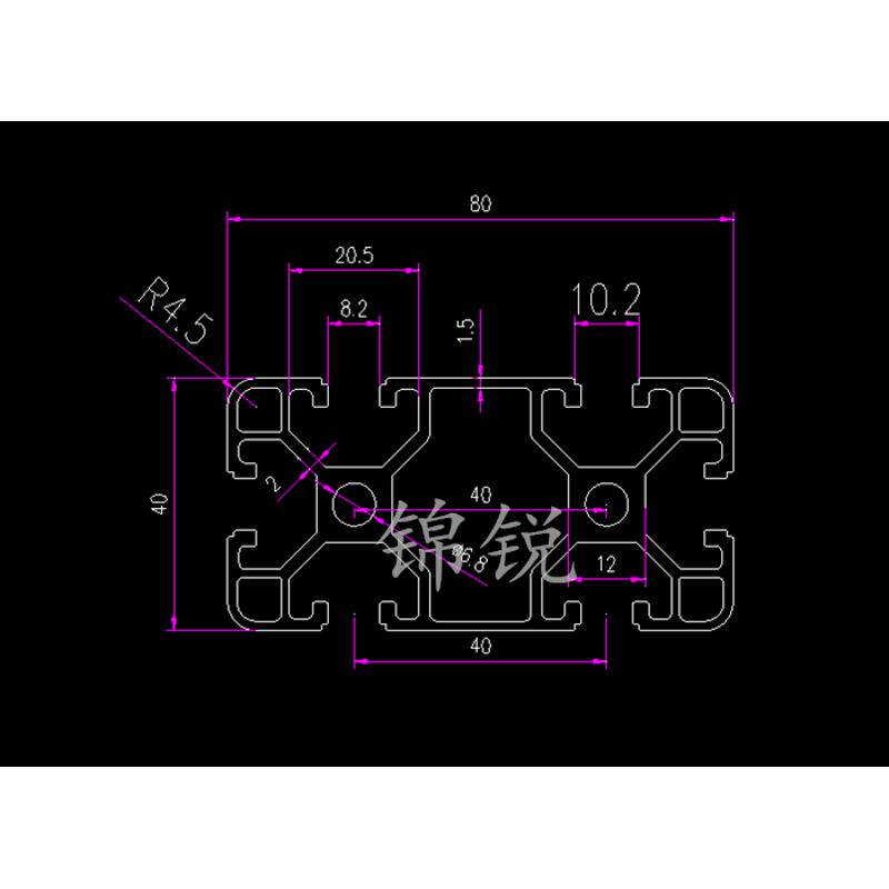 欧标4080黑色型材4080L标准型框架组装光伏支架铝合金材料40*80