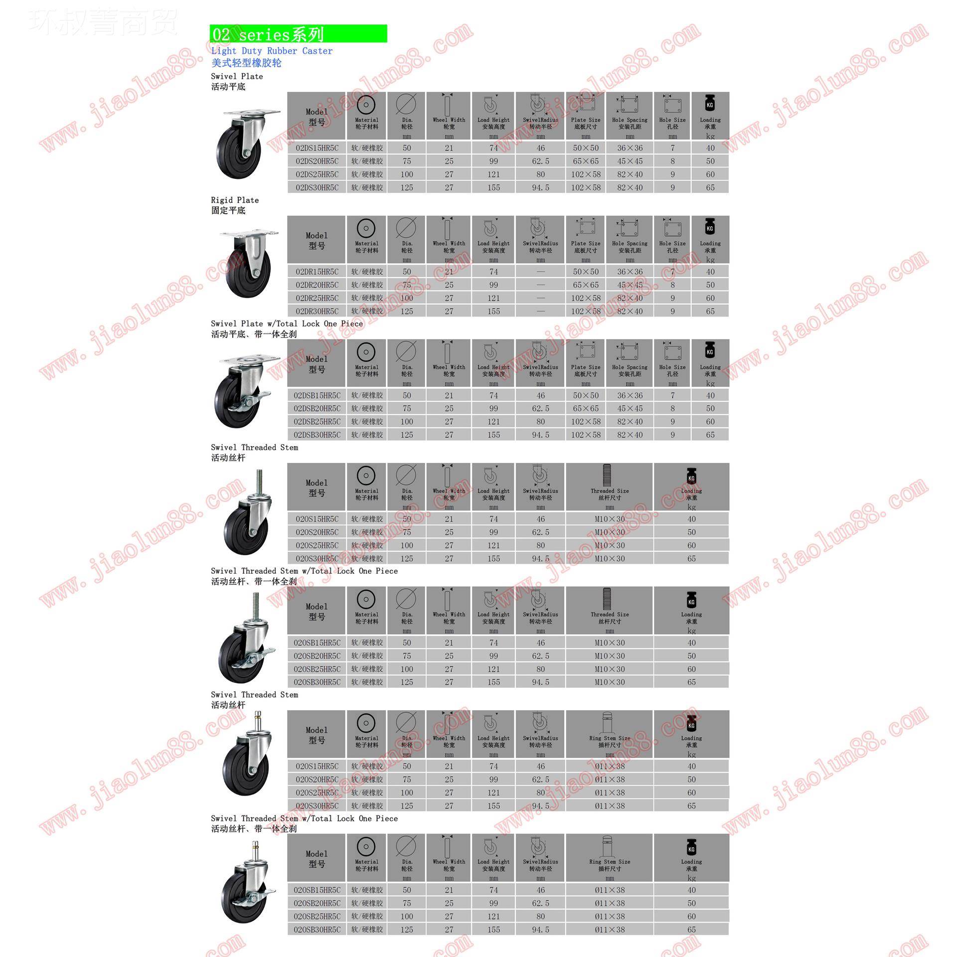 美式M轻型橡胶脚轮|3寸杆橡胶轮万向10*30mmm|7丝LMC5m橡胶轮厂家