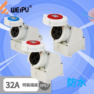 工业插座 明装 TYP6802 TYP6819 防水IP67 WEIPU威浦 TYP6824 32A