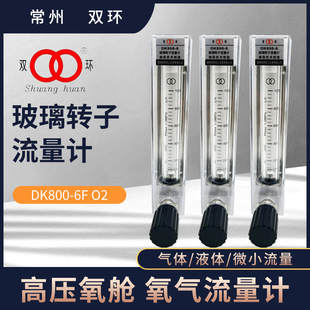 双环高压氧舱玻璃转子流量计DK800-6F O2 100-1000L氧气流量计表