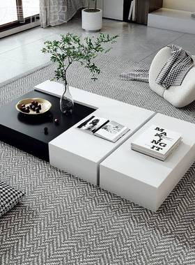 现代简约岩板几家用大户型艺茶术感意式极简小小CJ10736撞红书黑