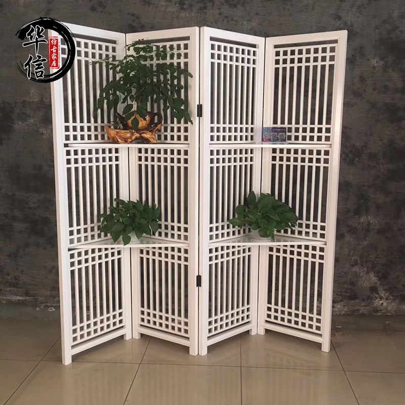 中式实木花格客厅玄关背景墙隔断屏风镂空雕花格栅仿古通花定制