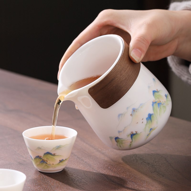 一壶五六杯便携式旅行茶具套装户外快客羊脂玉白瓷办公泡茶壶防烫图片
