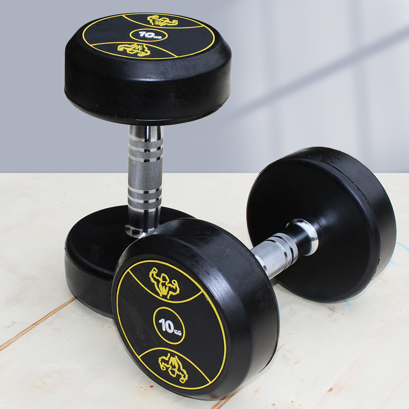 家用固定哑铃男士健身房女实心全钢包胶铸铁一对组合套装器材