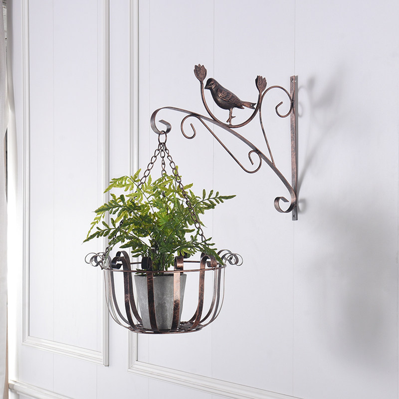 田园风铁b艺创意壁挂花架墙上支架吊篮走廊户外阳台绿萝悬挂花篮