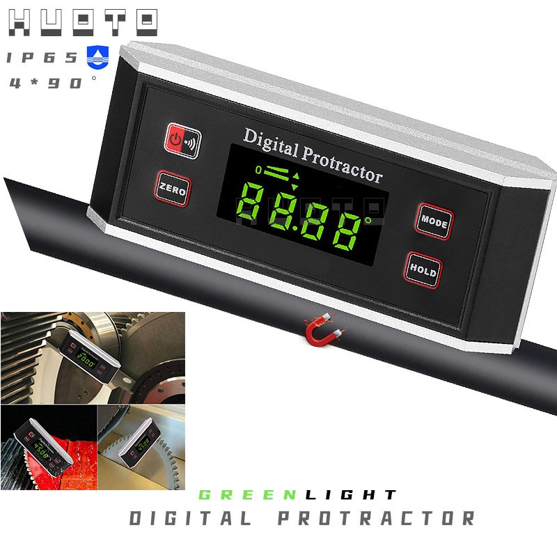 HUOTaO IP54数显条式倾角仪坡度尺水平仪量角器数显倾角盒角度尺