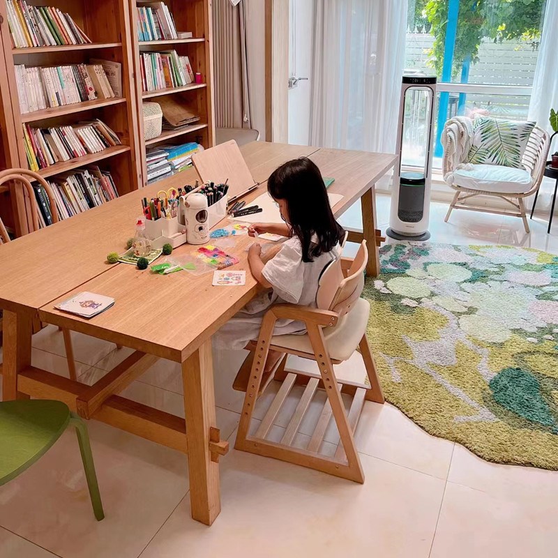 原木实木大书桌简l约双人学习桌家用办公桌客厅长桌子工作台餐桌